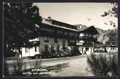 AK Kitzbühel, Hotel zum Jägerwirt mit Strasse