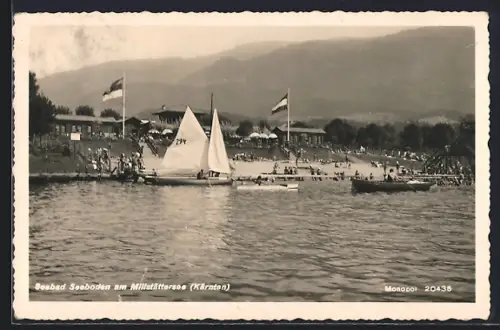 AK Seeboden am Millstättersee, Seebad vom Wasser aus