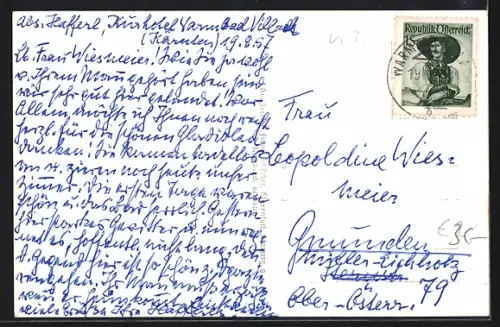 AK Villach, Warmbad, Thermalbad mit Badegästen und Gebäude