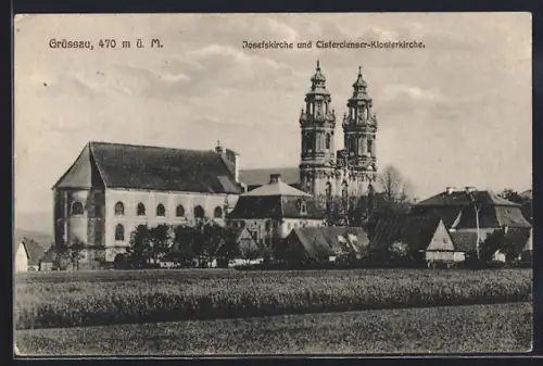 AK Grüssau, Josefskirche und Cistercienser-Klosterkirche