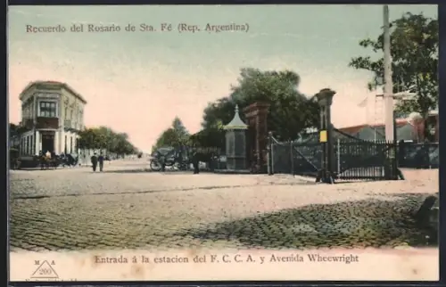 AK Rosario de Sta. Fé, Entrada á la estacion de F. C. C. A. y Avenida Wheewright