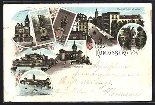 Lithographie Königsberg, Domkirche, Albrecht v. Brandenburg, Kneiphöfische Langgasse