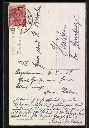 AK Tracht Schaumburg-Lippe, Paar auf einer Brücke