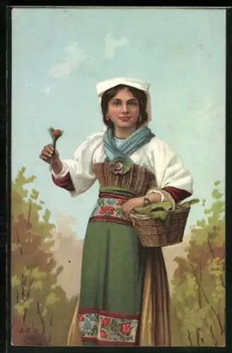 AK Junge italienische Frau in Tracht