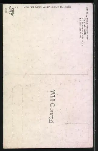 AK Vater kommt mit seinen Kindern vom Grab der Mutter nach Hause