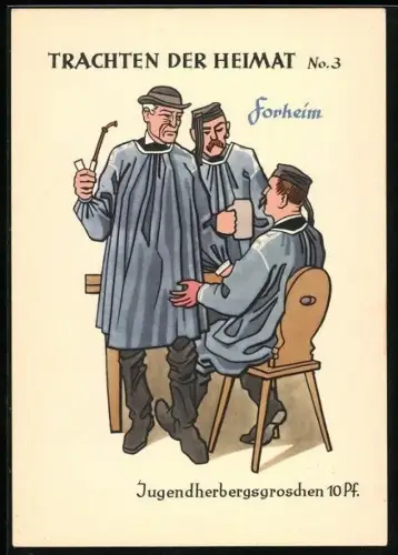 AK Forheim, Trachten der Heimat, Männer aus Forheim am Stammtisch