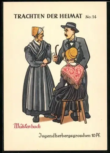 AK Mühlenbach / Kinzigtal, Trachten der Heimat, Bauernfamilie aus Mühlenbach