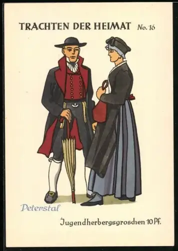AK Bad Peterstal, Paar in schwäbischer Tracht