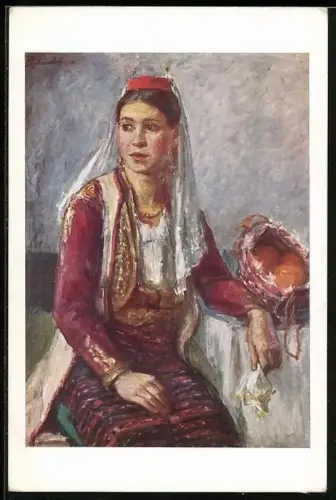 Künstler-AK Costume national de Trebigné, Herzegovina