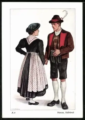 AK Südtiroler Paar in Meraner Tracht