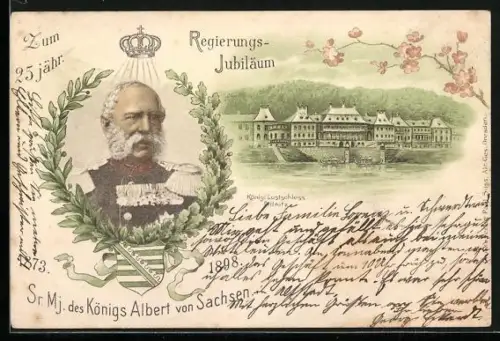 Lithographie König Albert von Sachsen, 25jähriges Regierungsjubiläum 1898