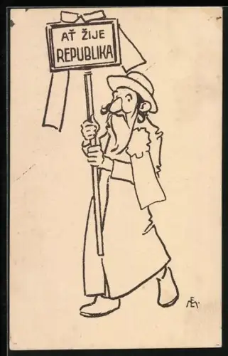 Künstler-AK Jude mit Schild