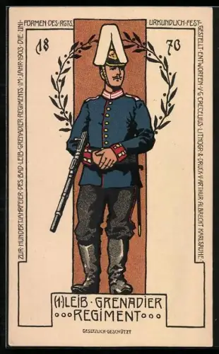 AK Soldat des 1. Leib-Grenadier Regiment in Uniform von 1870