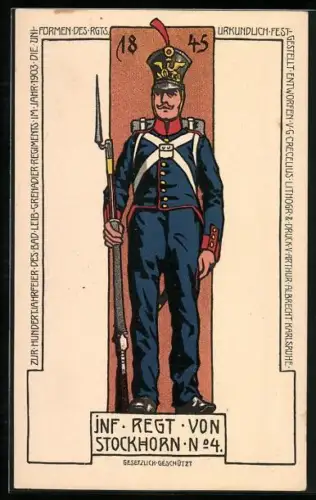 Künstler-AK Mannheim, Soldat des Inf. Regt. von Stokhorn No. 4