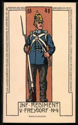 Künstler-AK Mannheim, Soldat des Inf. Regiment v. Freydorf No. 4