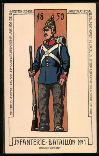 AK Soldat des Infanterie-Bataillon No. 1 in Uniform von 1850