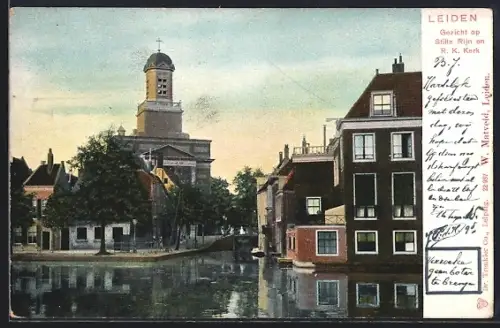 AK Leiden, Gezicht op Stille Rijn en R. K. Kerk