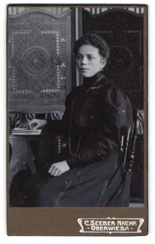 Fotografie C. Seeber Nachf., Oberwiesa, Frau im eleganten Kleid