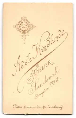 Fotografie Adele Kindlund, Sundsvall, Storgatan 12, Porträt einer Frau