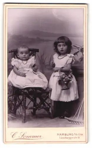 Fotografie C. Sommer, Harburg a. d. Elbe, Lüneburgerstr. 11, Zwei Kinder in eleganter Kleidung