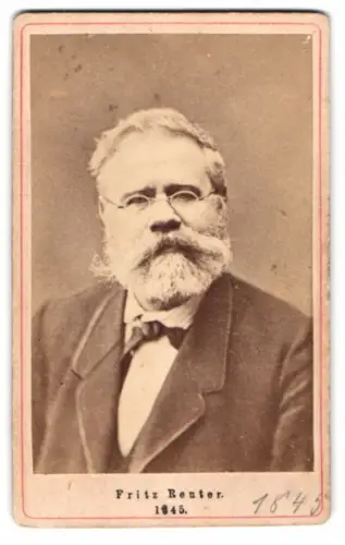 Fotografie Portrait Fritz Reuter, deutscher Dichter und Schriftsteller der niederdeutschen Sprache