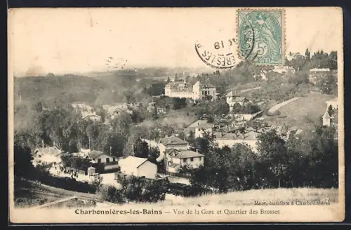 AK Charbonnières-les-Bains, Vue de la Gare et Quartier des Brosses