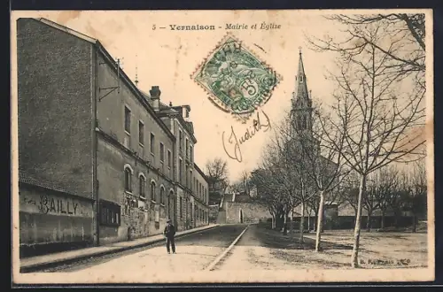 AK Vernaison, Mairie et Église