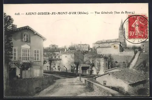 AK Saint-Didier-au-Mont-d`Or /Rhône, Vue Générale, bas du Bourg