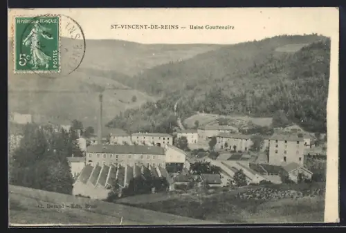 AK St-Vincent-de-Reins, Usine Gouttenoire et vue des collines environnantes