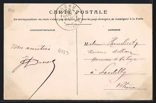 AK Saint-Julien-sur-Bibost /Rhône, Entrée du Village, vue prise en amont