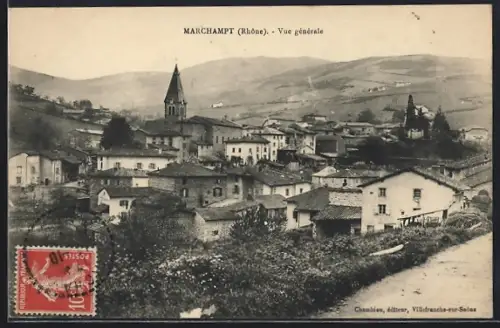 AK Marchampt /Rhône, Vue générale du village et des collines environnantes