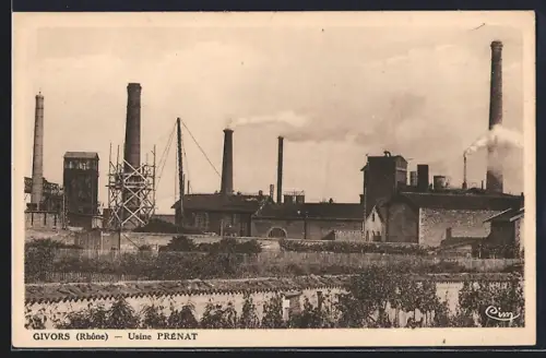 AK Givors /Rhône, Usine Prénat et ses cheminées fumantes