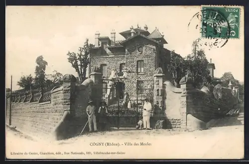 AK Cogny /Rhône, Villa des Meules avec personnages devant l`entrée