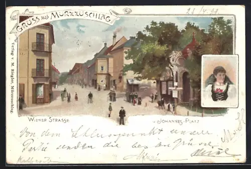 AK Mürzzuschlag, Wienerstrasse & Johannes-Platz