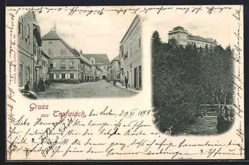 AK Trofaiach, Strassenpartie, Villa mit Bäumen