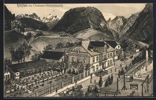 AK Hieflau im Gesäuse, Gasthof u. Fleischhauerei F. Rottenmanner