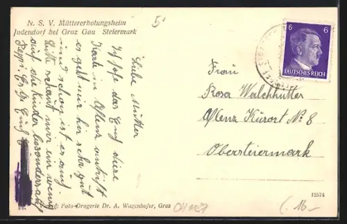 AK Judendorf b. Graz, NSV Müttererholungsheim, 