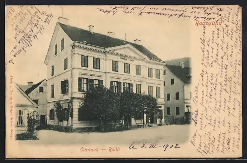 AK Radegund, Curhaus Raith mit Strassenpartie
