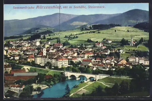 AK Mürzzuschlag, Totalansicht aus der Vogelschau