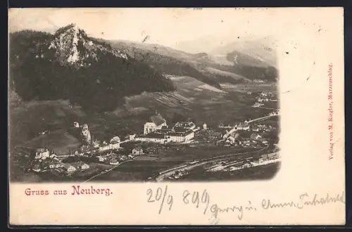 AK Neuberg, Ortsansicht mit Bergen
