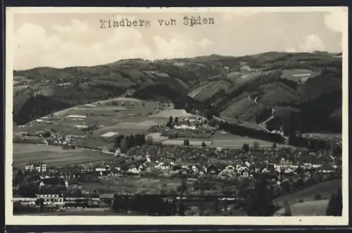 AK Kindberg, Gesamtansicht von Süden aus der Vogelschau