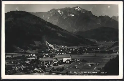 AK St. Michael ob Leoben, Gesamtansicht mit Bergpanorama