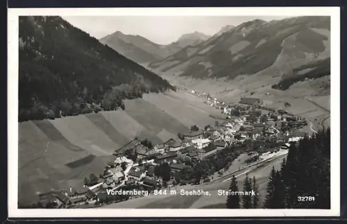 AK Vordernberg, Totalansicht aus der Vogelschau