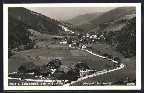 AK Wald a. Schoberpass, Meierei Lichtenstein und Ort, mit Landstrasse