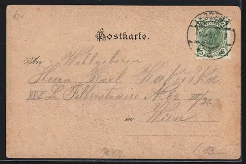 AK Leoben, Ortsansicht mit Turm aus der Vogelschau