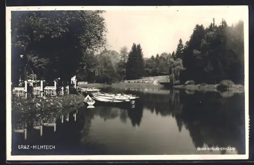 AK Graz, Hilmteich, Partie mit Booten