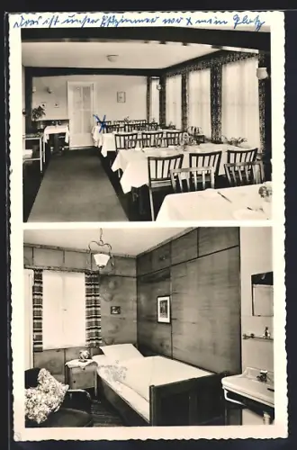 AK Bad Wildungen, DRK-Mütterkurheim, Speisesaal und Gästezimmer, Brunnenfeldstrasse 3-5