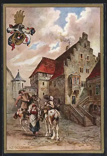 Künstler-AK Heilbronn, Alt-Heilbronn, Historisches Strassenansicht