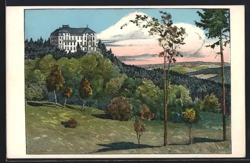 Künstler-AK Bad Wildungen, Erholungsheim Ebersberg, Landschaft