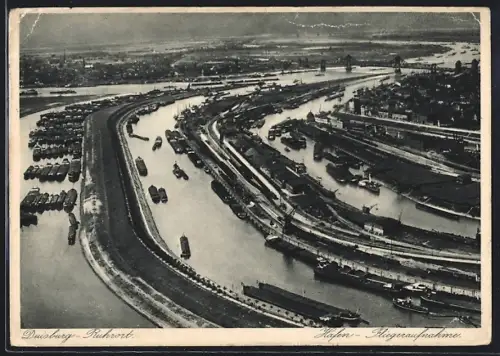 AK Duisburg-Ruhrort, Hafen, Fliegeraufnahme